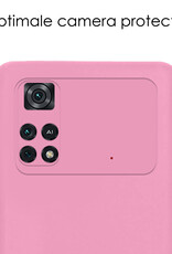 NoXx Xiaomi Poco X4 Pro 5G Hoesje Back Cover Siliconen Case Hoes Met 2x Screenprotector - Licht Roze