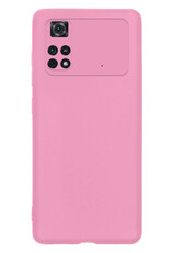 NoXx Xiaomi Poco X4 Pro 5G Hoesje Back Cover Siliconen Case Hoes Met 2x Screenprotector - Licht Roze