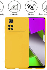 Nomfy Xiaomi Poco X4 Pro 5G Hoesje Siliconen Case Back Cover Met Screenprotector - Xiaomi Poco X4 Pro 5G Hoes Cover Silicone - Geel