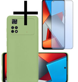 NoXx NoXx Xiaomi Poco X4 Pro 5G Hoesje Siliconen Met Screenprotector - Groen