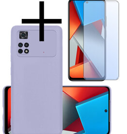 NoXx NoXx Xiaomi Poco X4 Pro 5G Hoesje Siliconen Met Screenprotector - Lila