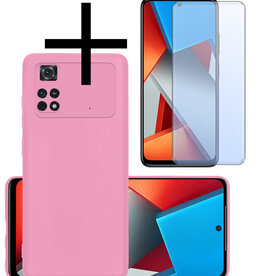 NoXx NoXx Xiaomi Poco X4 Pro 5G Hoesje Siliconen Met Screenprotector - Lichtroze