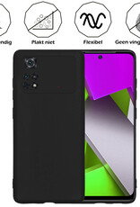 Nomfy Xiaomi Poco X4 Pro 5G Hoesje Siliconen Case Back Cover Met Screenprotector - Xiaomi Poco X4 Pro 5G Hoes Cover Silicone - Zwart