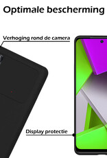 Nomfy Xiaomi Poco X4 Pro 5G Hoesje Siliconen Case Back Cover Met Screenprotector - Xiaomi Poco X4 Pro 5G Hoes Cover Silicone - Zwart