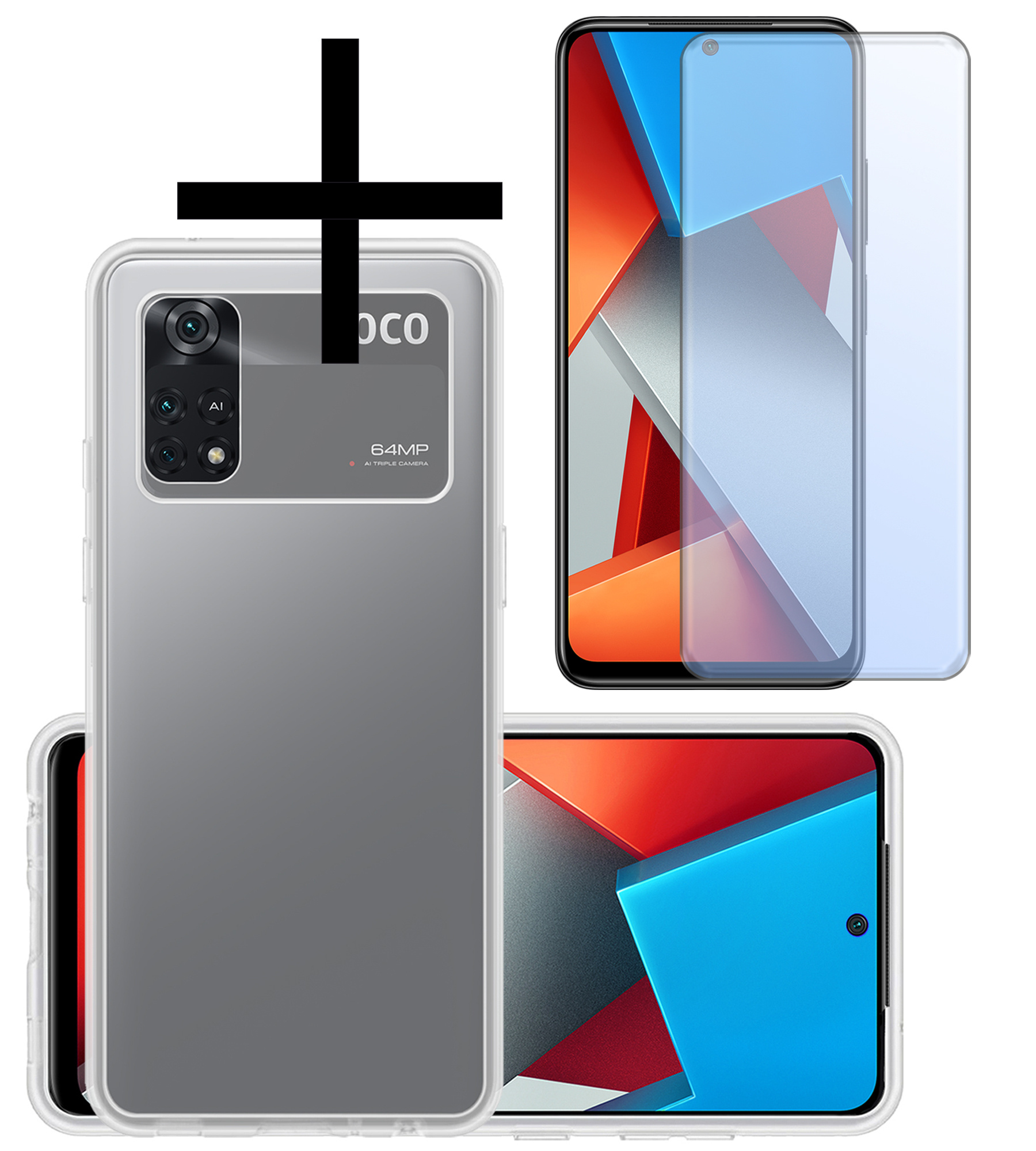 NoXx Xiaomi Poco X4 Pro 5G Hoesje Back Cover Siliconen Case Hoes Met Screenprotector - Transparant