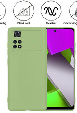 Nomfy Xiaomi Poco X4 Pro 5G Hoesje Siliconen Case Back Cover Met 2x Screenprotector - Xiaomi Poco X4 Pro 5G Hoes Cover Silicone - Groen