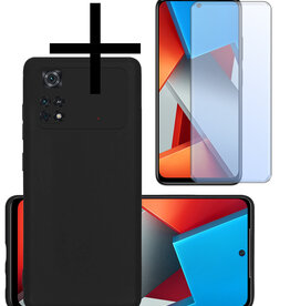 NoXx NoXx Xiaomi Poco X4 Pro 5G Hoesje Siliconen Met Screenprotector - Zwart