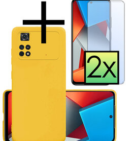 NoXx NoXx Xiaomi Poco X4 Pro 5G Hoesje Siliconen Met 2x Screenprotector - Geel