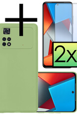 NoXx Xiaomi Poco X4 Pro 5G Hoesje Back Cover Siliconen Case Hoes Met 2x Screenprotector - Groen