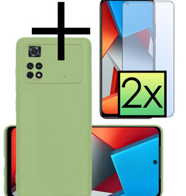 NoXx NoXx Xiaomi Poco X4 Pro 5G Hoesje Siliconen Met 2x Screenprotector - Groen