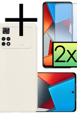 NoXx Xiaomi Poco X4 Pro 5G Hoesje Back Cover Siliconen Case Hoes Met 2x Screenprotector - Wit