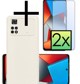 NoXx NoXx Xiaomi Poco X4 Pro 5G Hoesje Siliconen Met 2x Screenprotector - Wit