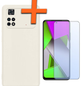 Nomfy Nomfy Xiaomi Poco X4 Pro 5G Hoesje Siliconen Met Screenprotector - Wit