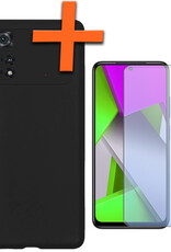 Nomfy Xiaomi Poco X4 Pro 5G Hoesje Siliconen Case Back Cover Met Screenprotector - Xiaomi Poco X4 Pro 5G Hoes Cover Silicone - Zwart
