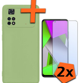 Nomfy Nomfy Xiaomi Poco X4 Pro 5G Hoesje Siliconen Met 2x Screenprotector - Groen
