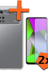 Nomfy Xiaomi Poco X4 Pro 5G Hoesje Siliconen Case Back Cover Met 2x Screenprotector - Xiaomi Poco X4 Pro 5G Hoes Cover Silicone - Transparant