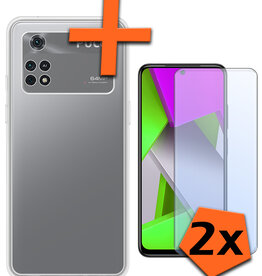Nomfy Nomfy Xiaomi Poco X4 Pro 5G Hoesje Siliconen Met 2x Screenprotector - Transparant