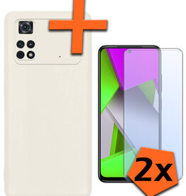 Nomfy Nomfy Xiaomi Poco X4 Pro 5G Hoesje Siliconen Met 2x Screenprotector - Wit