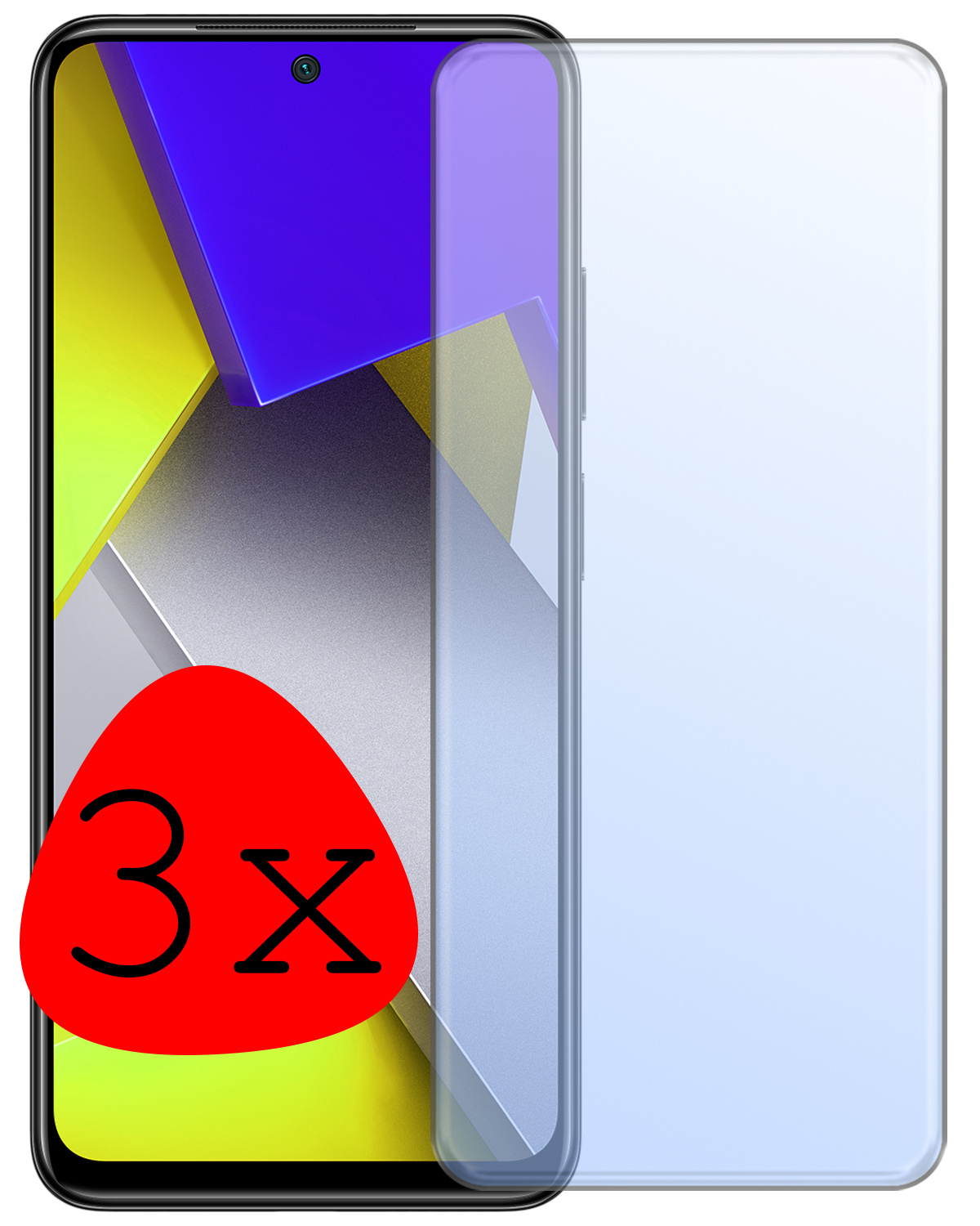 BASEY. Screenprotector Geschikt voor Poco M4 Pro 4G Screenprotector Tempered Glass - Screenprotector Geschikt voor Xiaomi Poco M4 Pro 4G Beschermglas Screen Protector Glas - 3 Stuks