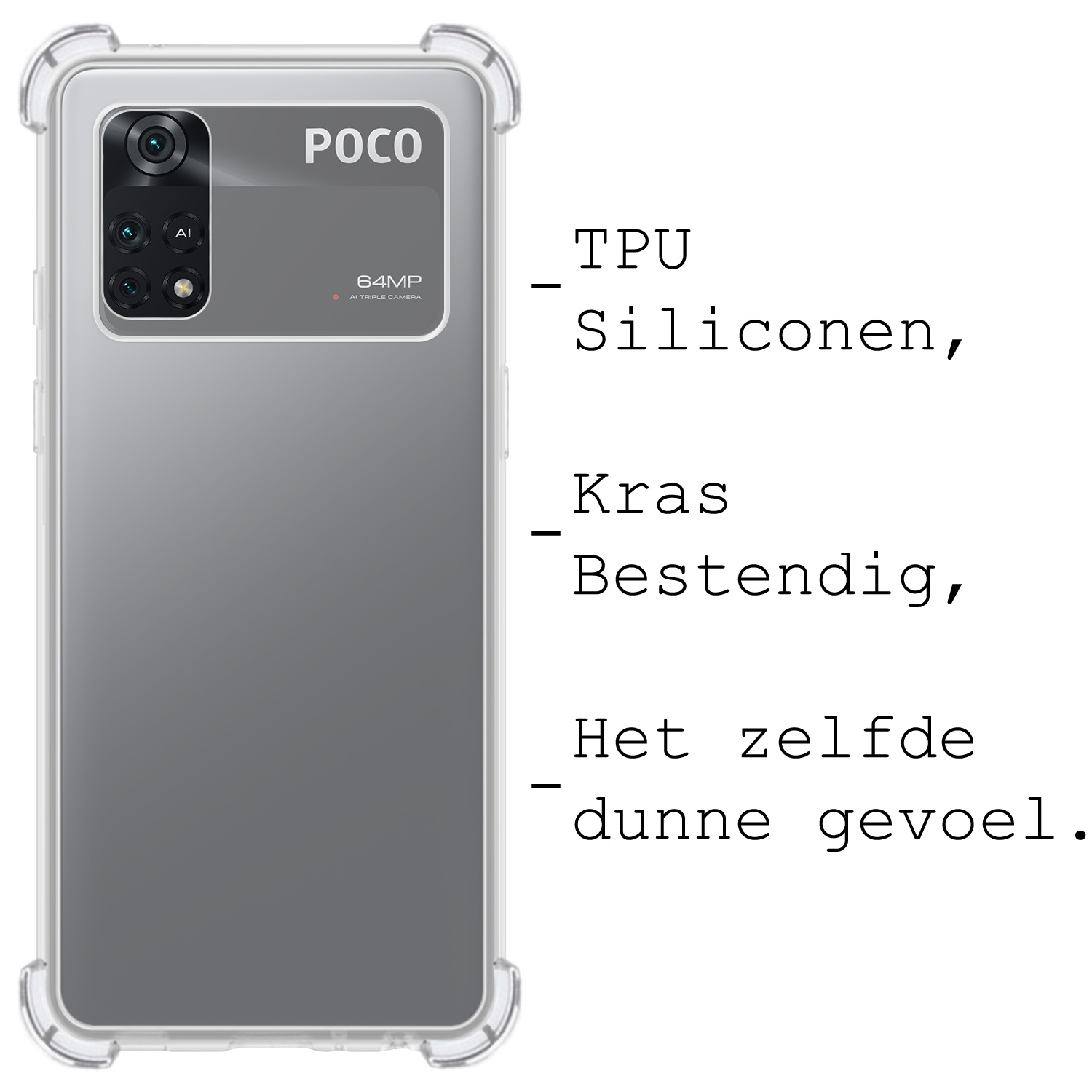 BASEY. Hoes Geschikt voor Poco M4 Pro 4G Hoesje Shock Proof Case Hoes Siliconen - Hoesje Geschikt voor Xiaomi Poco M4 Pro 4G Hoes Cover Shockproof - Transparant