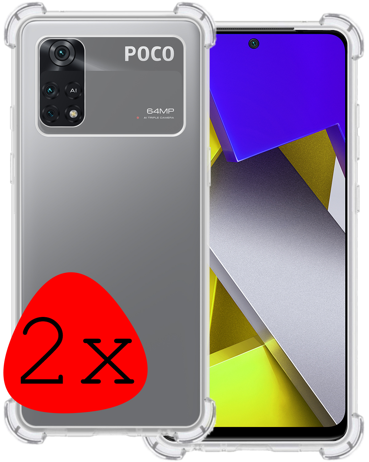 BASEY. Hoes Geschikt voor Poco M4 Pro 4G Hoesje Shock Proof Case Hoes Siliconen - Hoesje Geschikt voor Xiaomi Poco M4 Pro 4G Hoes Cover Shockproof - Transparant - 2 Stuks