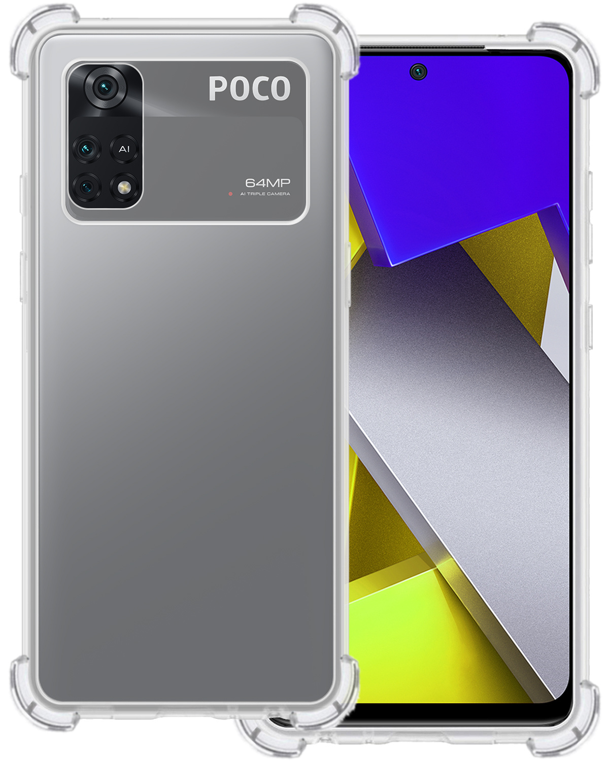 BASEY. Hoes Geschikt voor Poco M4 Pro 4G Hoesje Shock Proof Case Hoes Siliconen - Hoesje Geschikt voor Xiaomi Poco M4 Pro 4G Hoes Cover Shockproof - Transparant