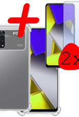BASEY. Hoes Geschikt voor Poco M4 Pro 4G Hoesje Shock Proof Case Hoes Siliconen Met 2x Screenprotector - Hoesje Geschikt voor Xiaomi Poco M4 Pro 4G Hoes Cover Shockproof - Transparant