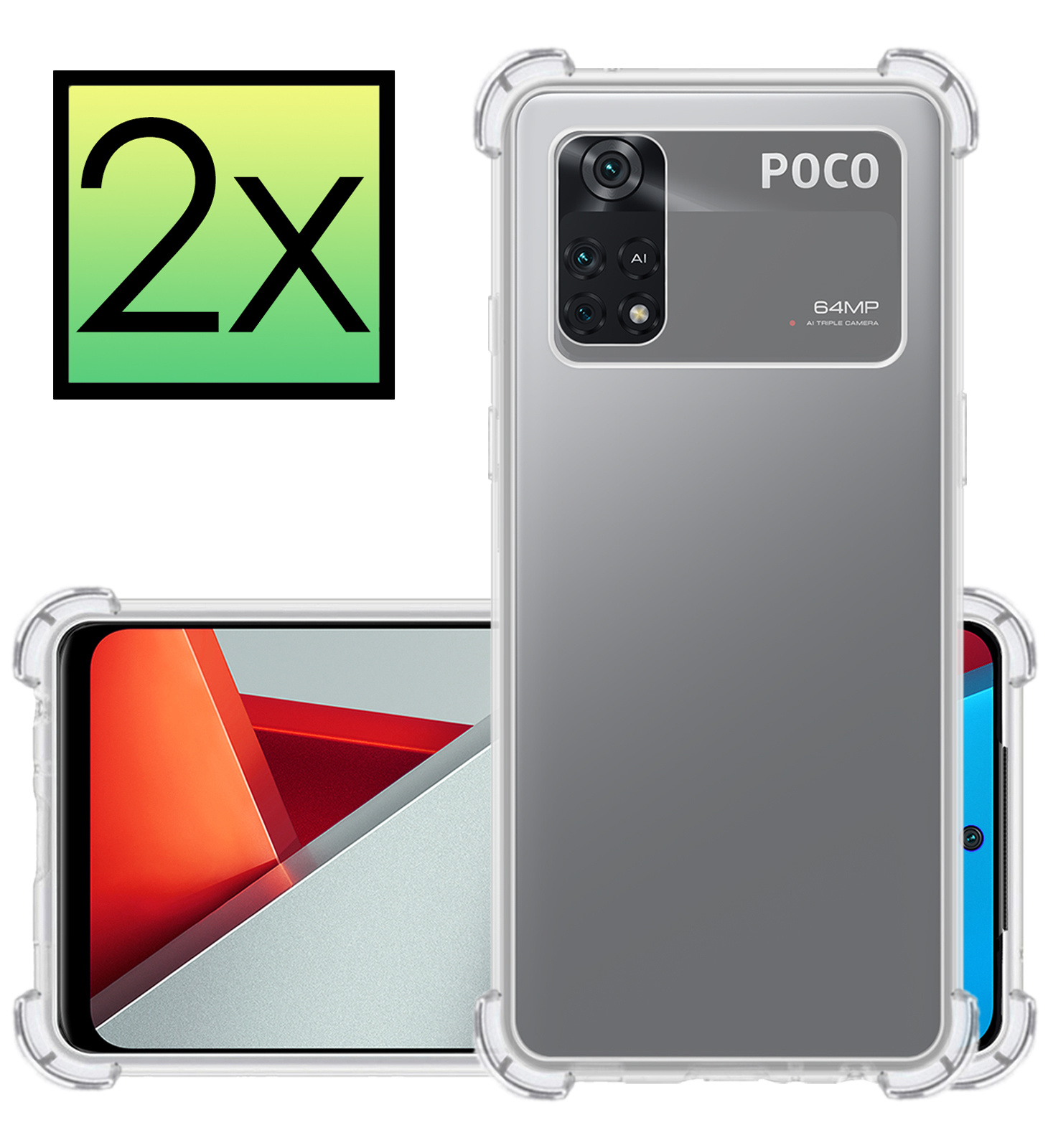 NoXx Xiaomi Poco M4 Pro 4G Hoesje Cover Shock Proof Case Hoes - 2x - Transparant