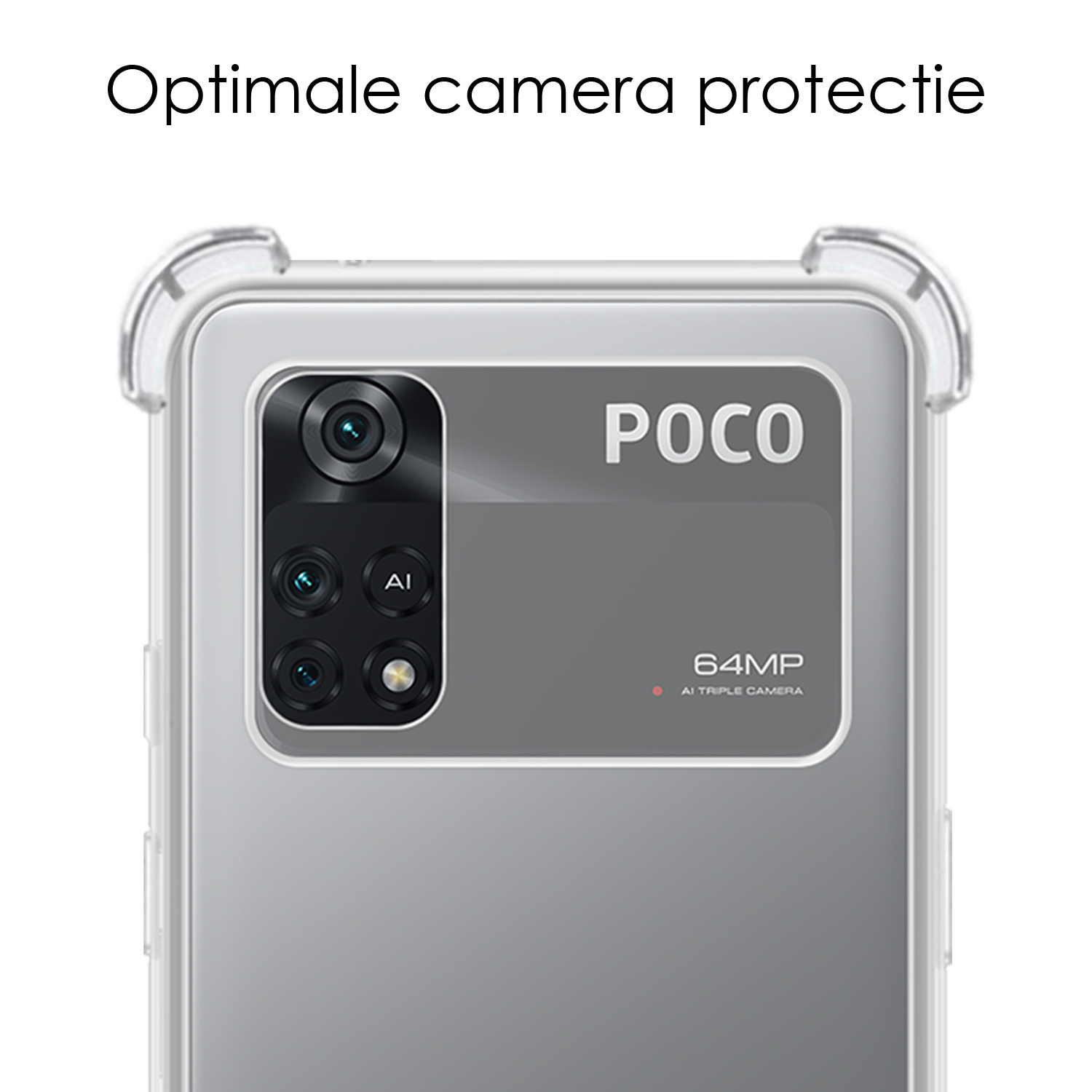 NoXx Xiaomi Poco M4 Pro 4G Hoesje Cover Shock Proof Case Hoes Met 2x Screenprotector - Transparant