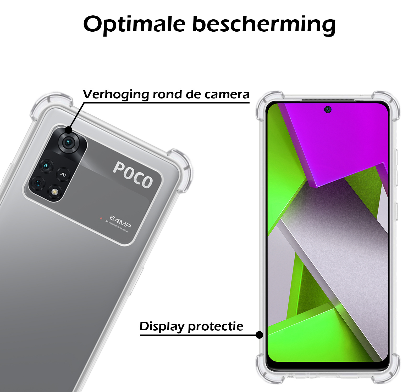 Nomfy Hoesje Geschikt voor Poco M4 Pro 4G Hoesje Shock Proof Cover Case Shockproof - Hoes Geschikt voor Xiaomi Poco M4 Pro 4G Hoes Siliconen Back Case - Transparant - 2 PACK