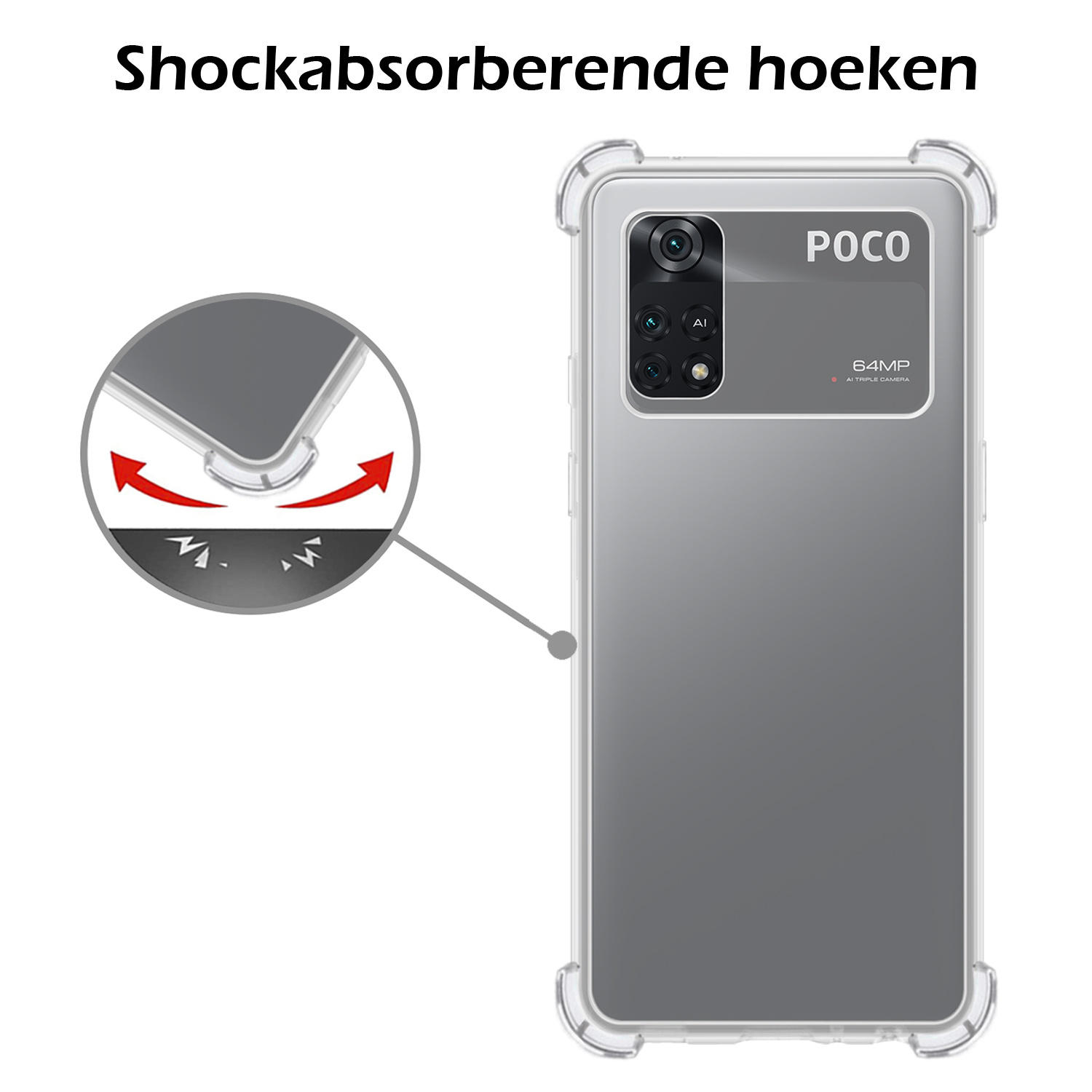 Nomfy Hoesje Geschikt voor Poco M4 Pro 4G Hoesje Shock Proof Cover Case Shockproof - Hoes Geschikt voor Xiaomi Poco M4 Pro 4G Hoes Siliconen Back Case - Transparant - 2 PACK