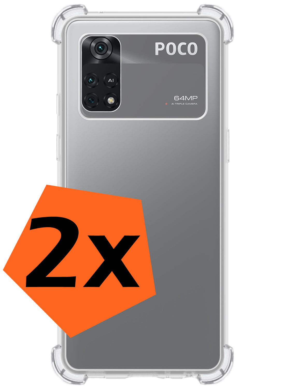 Nomfy Hoesje Geschikt voor Poco M4 Pro 4G Hoesje Shock Proof Cover Case Shockproof - Hoes Geschikt voor Xiaomi Poco M4 Pro 4G Hoes Siliconen Back Case - Transparant - 2 PACK