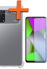 Nomfy Hoesje Geschikt voor Poco M4 Pro 4G Hoesje Shock Proof Cover Case Shockproof Met Screenprotector - Hoes Geschikt voor Xiaomi Poco M4 Pro 4G Hoes Siliconen Back Case - Transparant