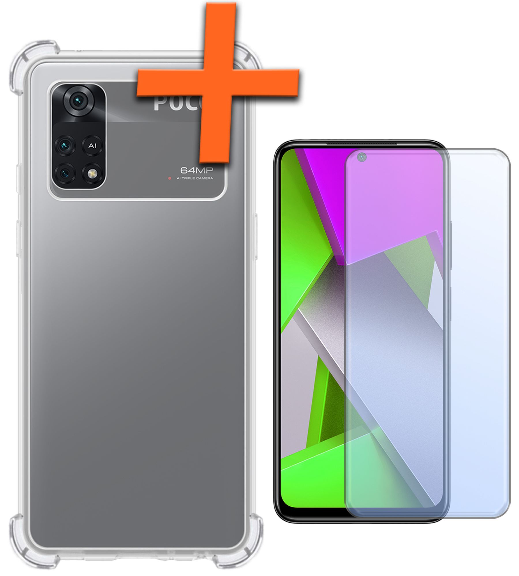 Nomfy Hoesje Geschikt voor Poco M4 Pro 4G Hoesje Shock Proof Cover Case Shockproof Met Screenprotector - Hoes Geschikt voor Xiaomi Poco M4 Pro 4G Hoes Siliconen Back Case - Transparant