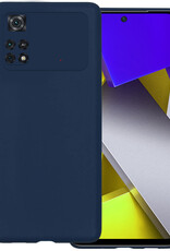 BASEY. Hoes Geschikt voor Poco M4 Pro 4G Hoesje Siliconen Back Cover Case - Hoesje Geschikt voor Xiaomi Poco M4 Pro 4G Hoes Cover Hoesje - Donkerblauw