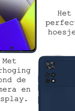 BASEY. Hoes Geschikt voor Poco M4 Pro 4G Hoesje Siliconen Back Cover Case - Hoesje Geschikt voor Xiaomi Poco M4 Pro 4G Hoes Cover Hoesje - Donkerblauw