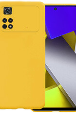 BASEY. Hoes Geschikt voor Poco M4 Pro 4G Hoesje Siliconen Back Cover Case - Hoesje Geschikt voor Xiaomi Poco M4 Pro 4G Hoes Cover Hoesje - Geel