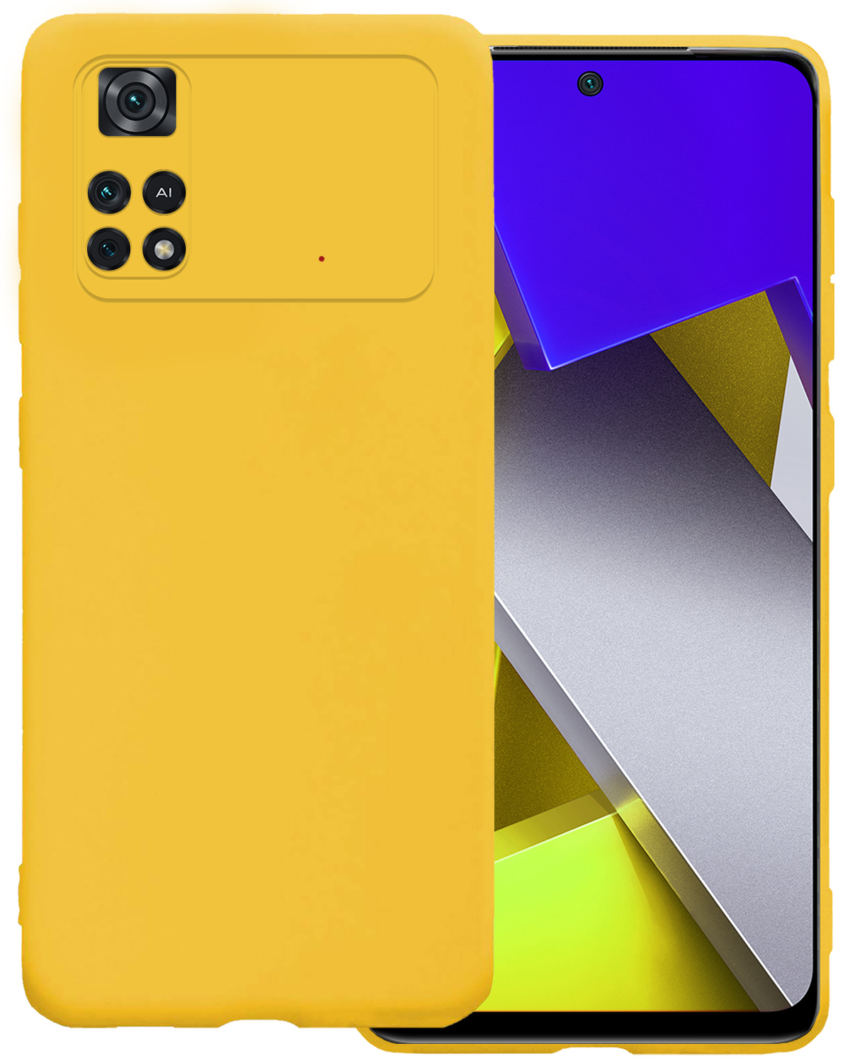 BASEY. Hoes Geschikt voor Poco M4 Pro 4G Hoesje Siliconen Back Cover Case - Hoesje Geschikt voor Xiaomi Poco M4 Pro 4G Hoes Cover Hoesje - Geel