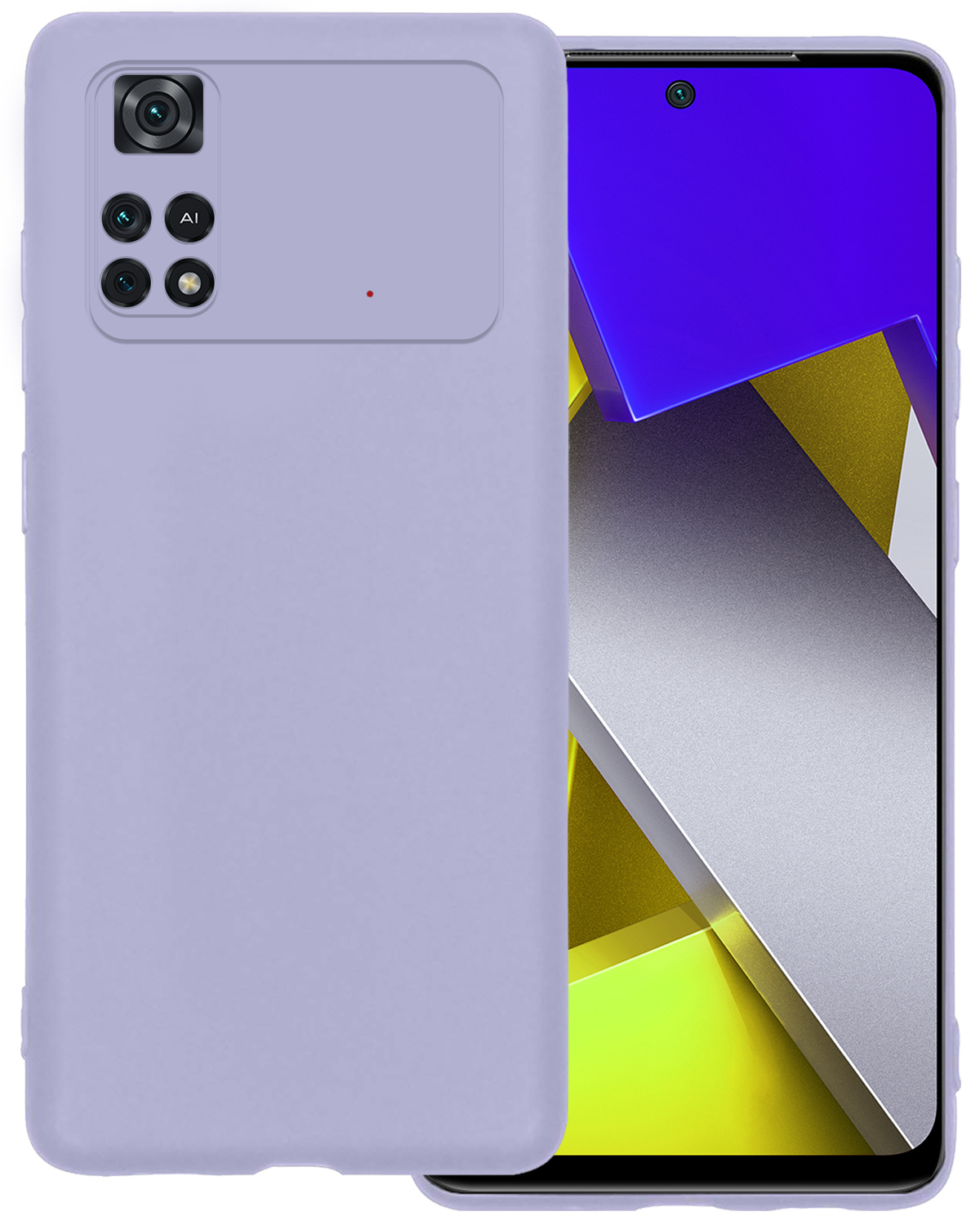 BASEY. Hoes Geschikt voor Poco M4 Pro 4G Hoesje Siliconen Back Cover Case - Hoesje Geschikt voor Xiaomi Poco M4 Pro 4G Hoes Cover Hoesje - Lila