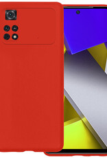 BASEY. Hoes Geschikt voor Poco M4 Pro 4G Hoesje Siliconen Back Cover Case - Hoesje Geschikt voor Xiaomi Poco M4 Pro 4G Hoes Cover Hoesje - Rood