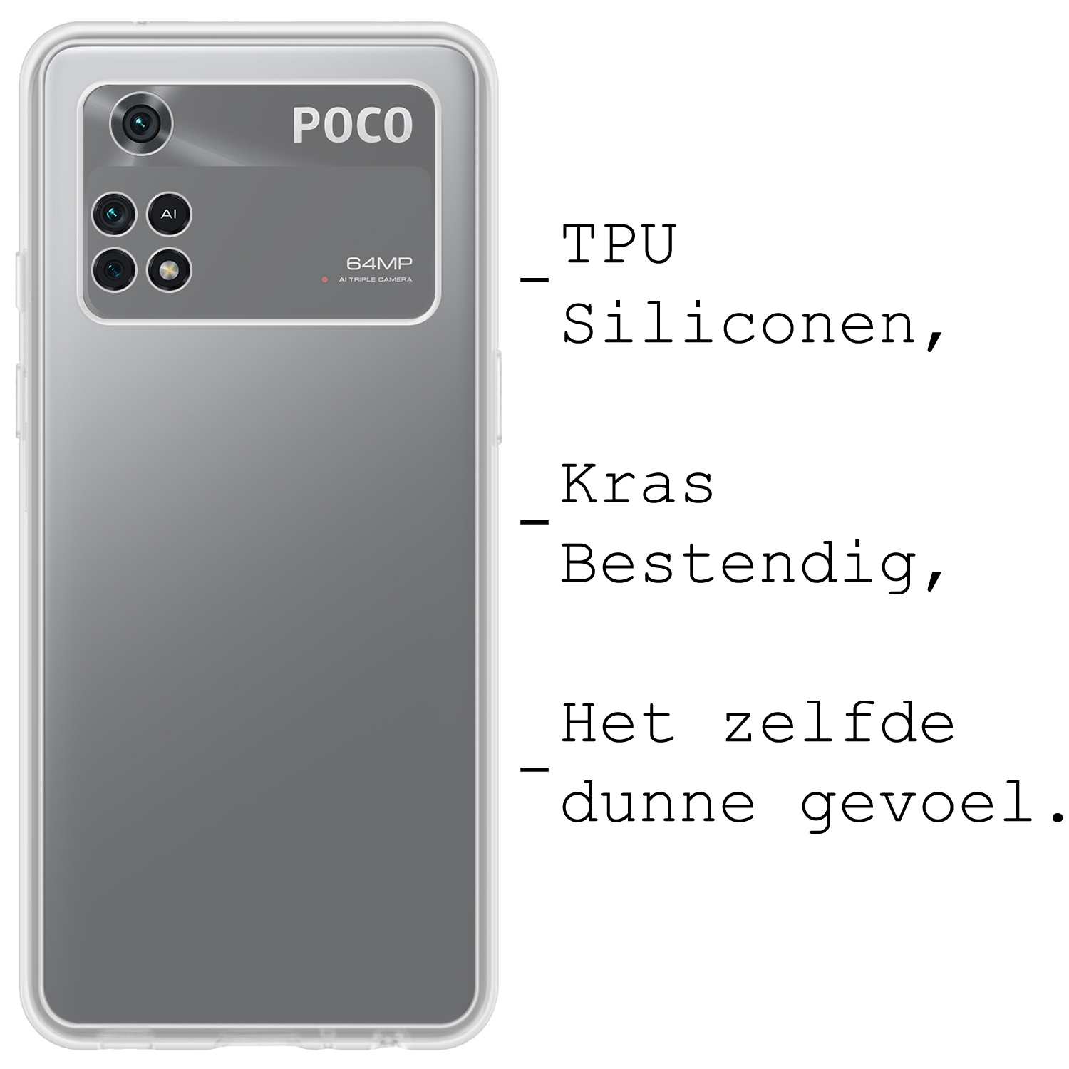 BASEY. Hoes Geschikt voor Poco M4 Pro 4G Hoesje Siliconen Back Cover Case - Hoesje Geschikt voor Xiaomi Poco M4 Pro 4G Hoes Cover Hoesje - Transparant