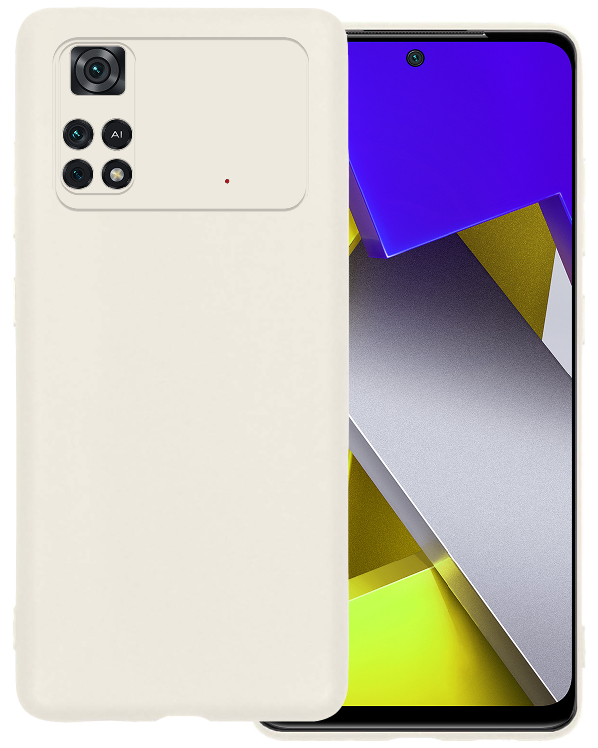 BASEY. Hoes Geschikt voor Poco M4 Pro 4G Hoesje Siliconen Back Cover Case - Hoesje Geschikt voor Xiaomi Poco M4 Pro 4G Hoes Cover Hoesje - Wit