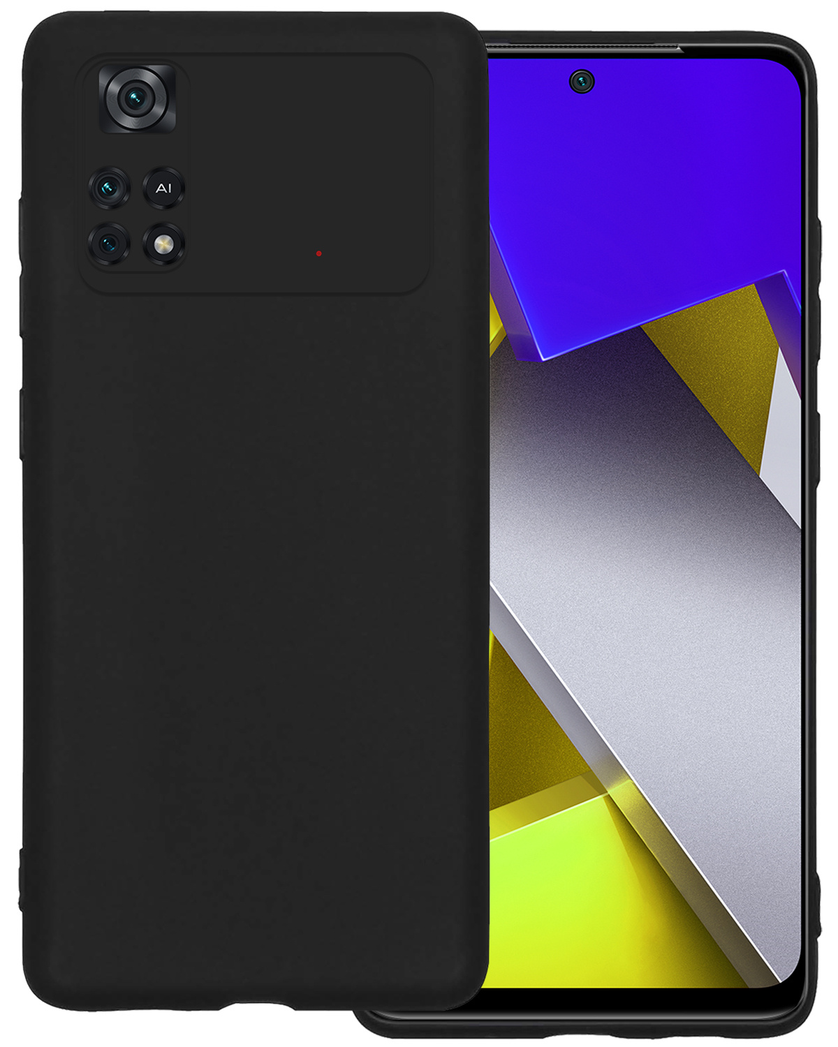 BASEY. Hoes Geschikt voor Poco M4 Pro 4G Hoesje Siliconen Back Cover Case - Hoesje Geschikt voor Xiaomi Poco M4 Pro 4G Hoes Cover Hoesje - Zwart