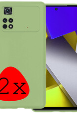 BASEY. Hoes Geschikt voor Poco M4 Pro 4G Hoesje Siliconen Back Cover Case - Hoesje Geschikt voor Xiaomi Poco M4 Pro 4G Hoes Cover Hoesje - Groen - 2 Stuks