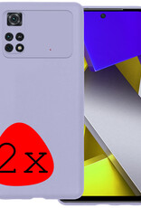 BASEY. Hoes Geschikt voor Poco M4 Pro 4G Hoesje Siliconen Back Cover Case - Hoesje Geschikt voor Xiaomi Poco M4 Pro 4G Hoes Cover Hoesje - Lila - 2 Stuks