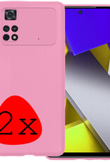 BASEY. Hoes Geschikt voor Poco M4 Pro 4G Hoesje Siliconen Back Cover Case - Hoesje Geschikt voor Xiaomi Poco M4 Pro 4G Hoes Cover Hoesje - Lichtroze - 2 Stuks