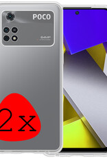 BASEY. Hoes Geschikt voor Poco M4 Pro 4G Hoesje Siliconen Back Cover Case - Hoesje Geschikt voor Xiaomi Poco M4 Pro 4G Hoes Cover Hoesje - Transparant - 2 Stuks