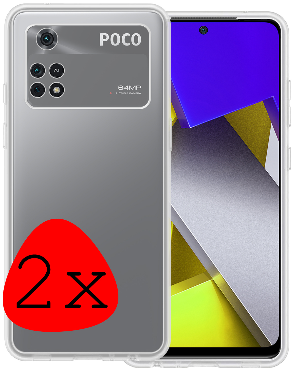 BASEY. Hoes Geschikt voor Poco M4 Pro 4G Hoesje Siliconen Back Cover Case - Hoesje Geschikt voor Xiaomi Poco M4 Pro 4G Hoes Cover Hoesje - Transparant - 2 Stuks