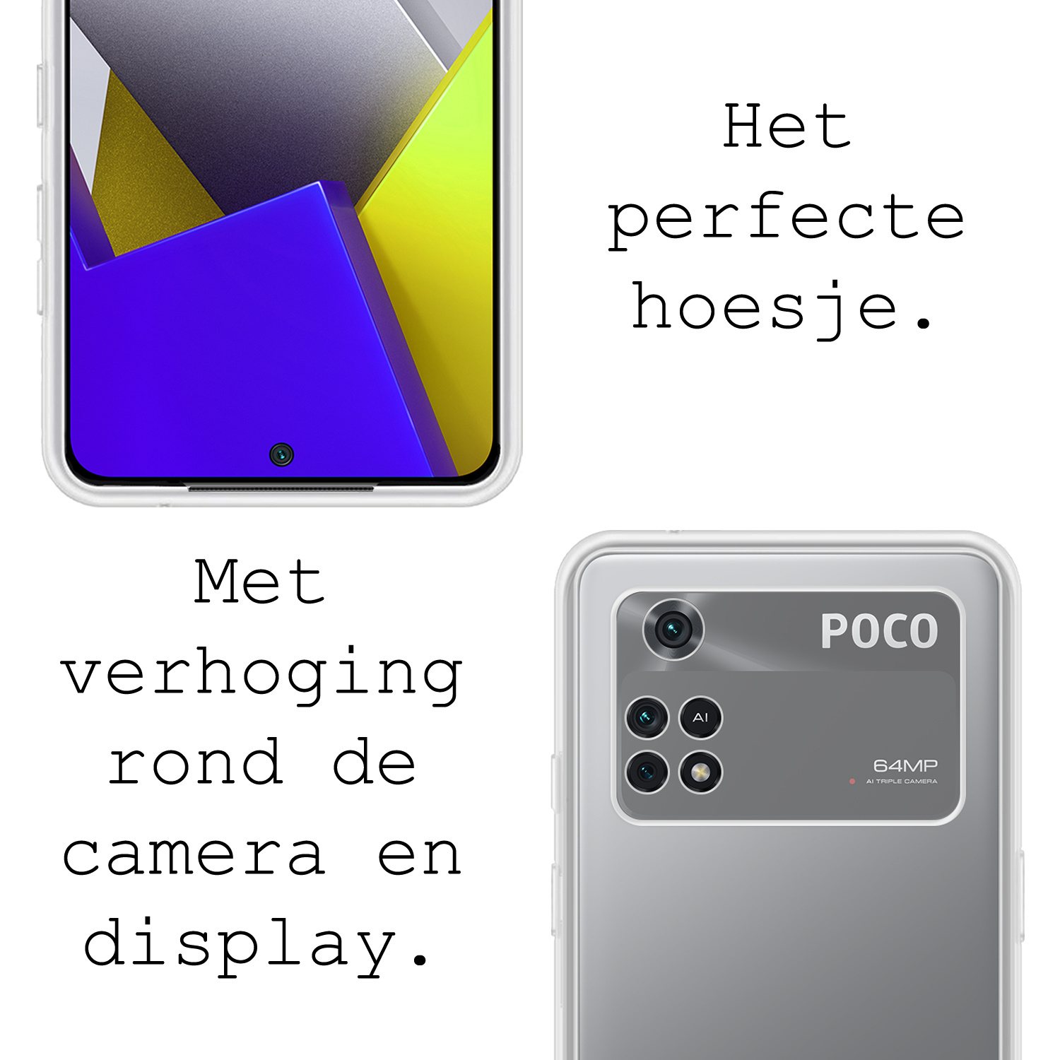 BASEY. Hoes Geschikt voor Poco M4 Pro 4G Hoesje Siliconen Back Cover Case - Hoesje Geschikt voor Xiaomi Poco M4 Pro 4G Hoes Cover Hoesje - Transparant - 2 Stuks