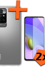 Nomfy Hoesje Geschikt voor Xiaomi Redmi 10 2022 Hoesje Siliconen Cover Case Met 2x Screenprotector - Hoes Geschikt voor Xiaomi Redmi 10 2022 Hoes Back Case - Transparant